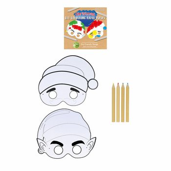 ECO FRIENDLY Bemalbare Weihnachtsmaske mit 4 Bleistiften (12er-Pack)