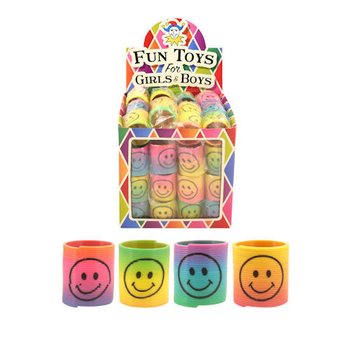 MINI SMILEY REGENBOGEN SPIRALEN &Oslash;3,5 CM IM DISPLAY (60 Stk.)
