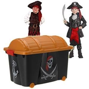 Große Spielzeugkiste mit Piratenmotiv | 60L mit Rollen