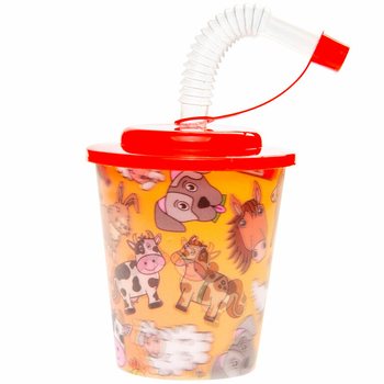 Bauernhof Trink-/Eisbecher mit Strohhalm (12 St.)