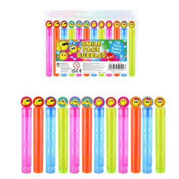 Bunte Smiley Seifenblasen-Stäbe (1 Packung mit 12 Stk.)