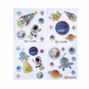 GLITZER STICKER - MODELL: WELTRAUM / SPACE (100 Stk.)