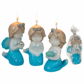 **MEGA GÜNSTIG** MEERJUNGFRAU / MERMAID KERZE IN DISPLAY (12 Stk.)
