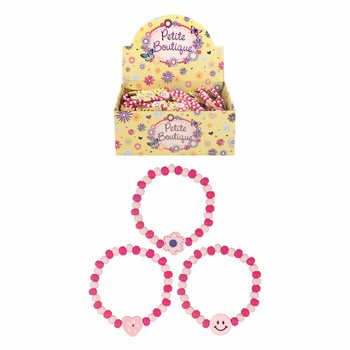 Holz Smiley Mädchen Armbänder Display (120 Stk.)