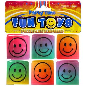 6 STÜCK MINI SMILEY SPIRALS Ø3.5 CM. IN LIEFERUNG TASCHE (6 TASCHEN.)