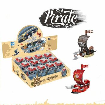Piraten Schiff Bausteine in Überraschungskugel - Display (12 Stk.)
