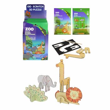 3D Kratz-Puzzle Zootiere (Display mit 18 Stück)