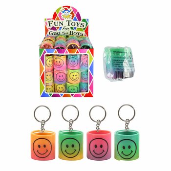 Smiley Regenbogen Spiral Schlüsselanhänger im Display (60 St.)