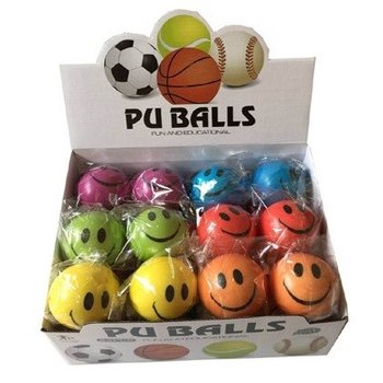 FREUNDLICHE GESICHTER PU BALL Ø 10 cm. IN DISPLAY (36st).