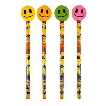 Fröhlicher Smiley-Bleistift mit Radiergummi (24 Stück)