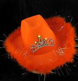 Cowboyhut mit LED-Beleuchtung - Orange (6 Stk.)