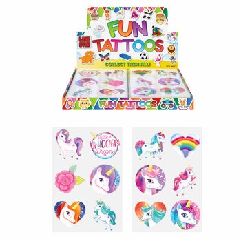 Einhorn Fun Tattoos: Display-Packung (96 St.)