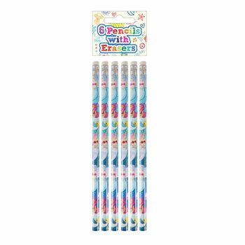 6-teiliges Meerjungfrau Bleistift mit Radiergummi Set - im Display (24 Sets)
