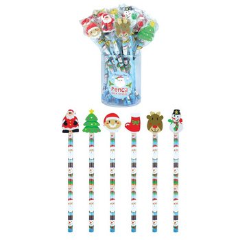 MIX CHRISTMAS FIGUREN BLEISTIFTE MIT GUM FIGUR (24ST)