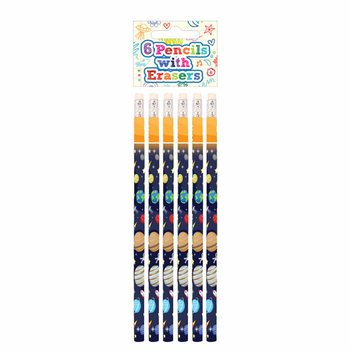 Weltraum & Space Bleistift-Set mit Radiergummi (6-teilig) - Display (24 Sets)