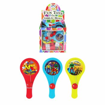 Superhelden Paddle Ball Spiel - Display (96 Stk.)