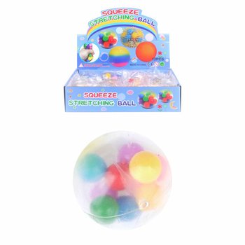 Knautschball Ø 6 cm mit Pom Poms (12er Display)