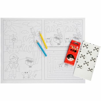 KOMPLETTES GASTRO-SET PIRAT - 48x Buntstift-Sets + 100x Malvorlagen + 100x Servietten (248-tlg.)