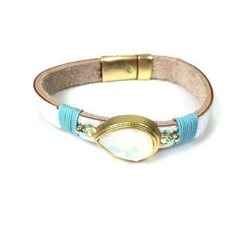 Ibiza-Style Silberarmband mit Perlmutt-Tropfen (1 Stk.)
