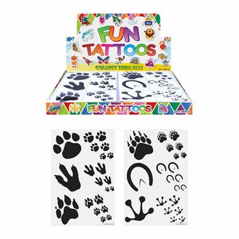 Fun Tattoos - Motiv: Tier-Pfotenabdrücke im Display (96 Stk.)