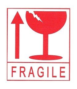 FRAGILE Aufkleber / Zerbrechlich Etiketten (45 Bögen)