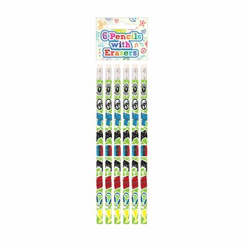 6-teiliges Gamer Bleistift & Radiergummi Set - Displaybox (24 Sets)