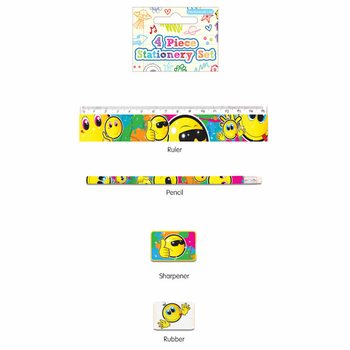 4-TEILIGES SMILEY SCHREIBWAREN-SET (24 Stk.)