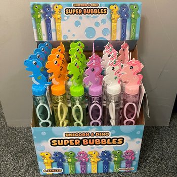 Einhorn & Dinosaurier Seifenblasenstäbe - 120ml - 24 Stück