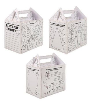 Menübox – Happy Birthday – Zum Ausmalen - 14 x 9,5 x 18 cm (24er-Pack)