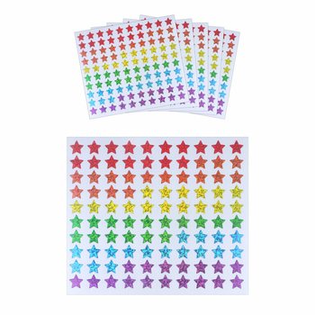 FUN STICKERS - BUNTE STERNE - 100 STICKER PRO BOGEN (5 Stk.)