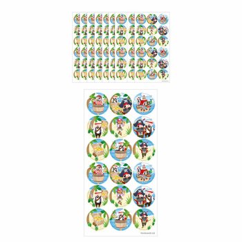 FUN STICKERS - PIRATEN-STICKER - 18 AUFKLEBER PRO BOGEN (10 Stk.)