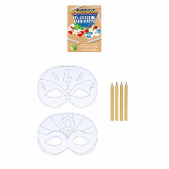 Umweltfreundliche Superhelden Masken zum Selbstbemalen inkl. 4 Stiften (12 Stk.)