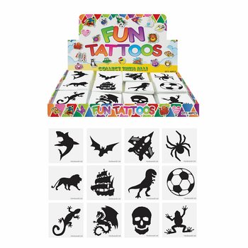 FUN TATTOOS - MOTIV: JUNGENS, Packung je 12x Tattoos IN DISPLAY (48 Stk.)