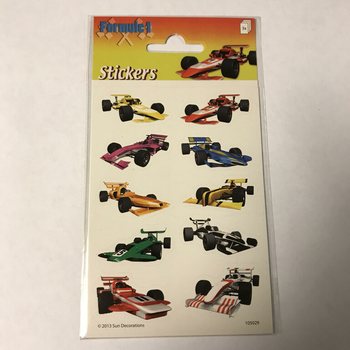 STICKERVEL: FORMEL 1 RENNWAGEN, Abm. 16 x 9 cm. (10 stücke)