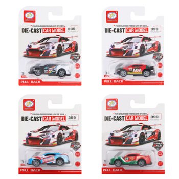 Pull-Back-Rennautos auf Karte (12er-Pack)