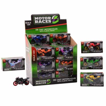 DIE CAST - SUPER SPORT MOTOR, MASSSTAB 1:24 IM DISPLAY (24 Stk.)
