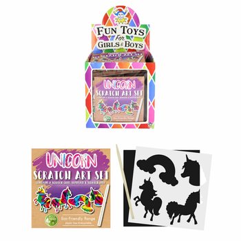 UMWELTFREUNDLICH - MAGISCHES KRATZPAPIER ZUM AUSMALTEN - EINHORN / UNICORN IM DISPLAY (108 Stk.)