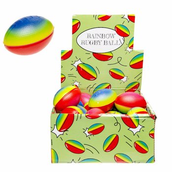 REGENBOGEN-RUGBYBÄLLE IM DISPLAY (24 Stk.)