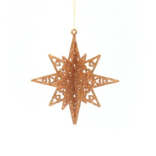 3D GLITTER STAR ORANGE (12ST)