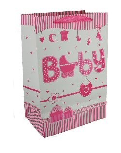GESCHENKTÜTE GEBURT - BABY ROSA (12 Stk.)