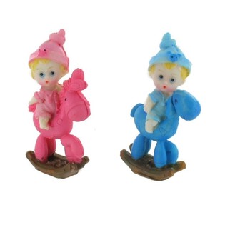 Geburt-Tortenaufsatz - Baby auf Schaukelpferd 9 cm (8 Stk.)