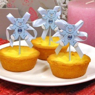 GEBURT CUPCAKE-PICKER - BLAUER BÄR (12 Stk.)