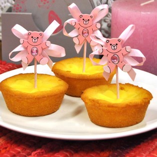 Geburt Cupcake-Stecker - Rosa Bär (12 Stk.)