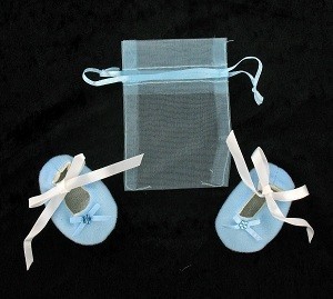 Baby-Sch&uuml;hchen mit Geschenkt&uuml;te - Blau (12 Paar)