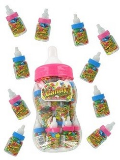 20 Mini-Babyflaschen mit Süßigkeiten in Großflasche (2x20er-Set)