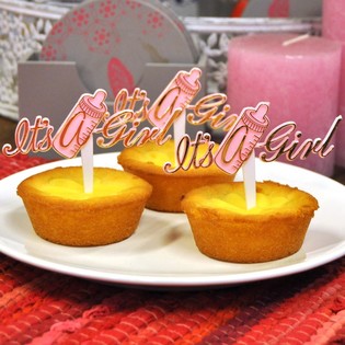 Babyparty Cupcake-Spieße - It's a Girl (12er Pack)