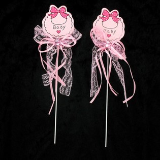 Geburtstorte-Stecker - Baby-Rosa (12 Stk.)
