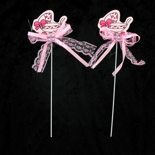 Baby-Geburtstorte Stecker - Rosa Kinderwagen (12er-Pack)