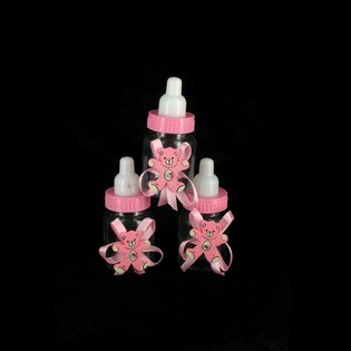 PINK DEKO-Wasserflasche mit BEAR (12p.)