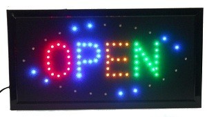 LED-Leuchtschild OPEN - 4 Farben - Blinkend